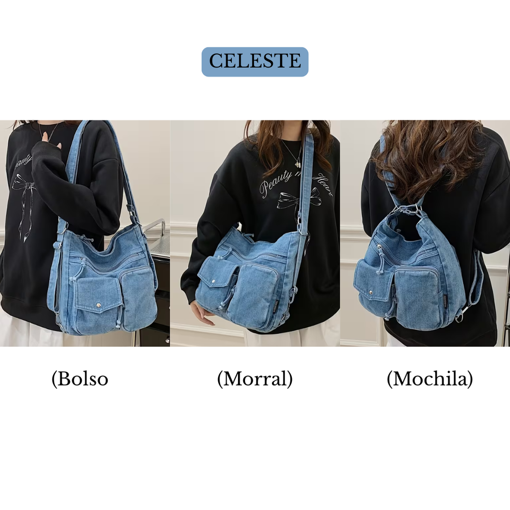 Bolso Mochila Classic Denim 🧸💙✨