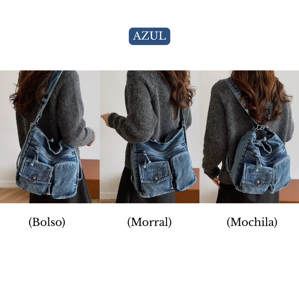 Bolso Mochila Classic Denim 🧸💙✨