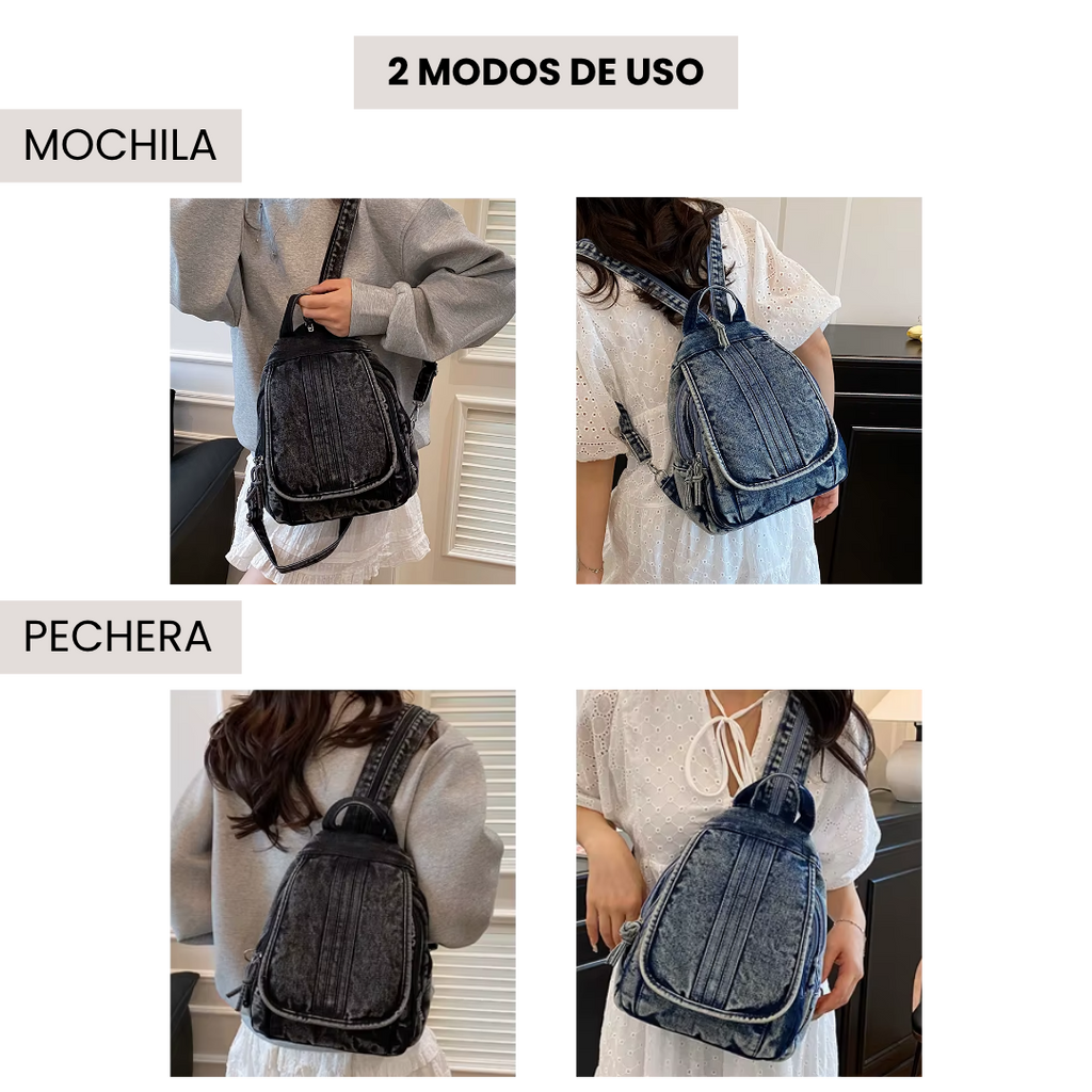 Mochila Denim Vintage A5 💜😸