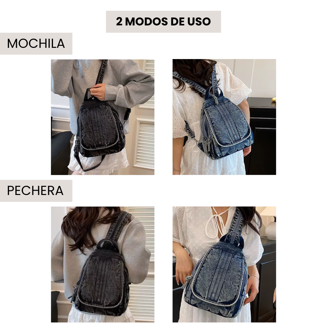 Mochila Denim Vintage A5 💜😸