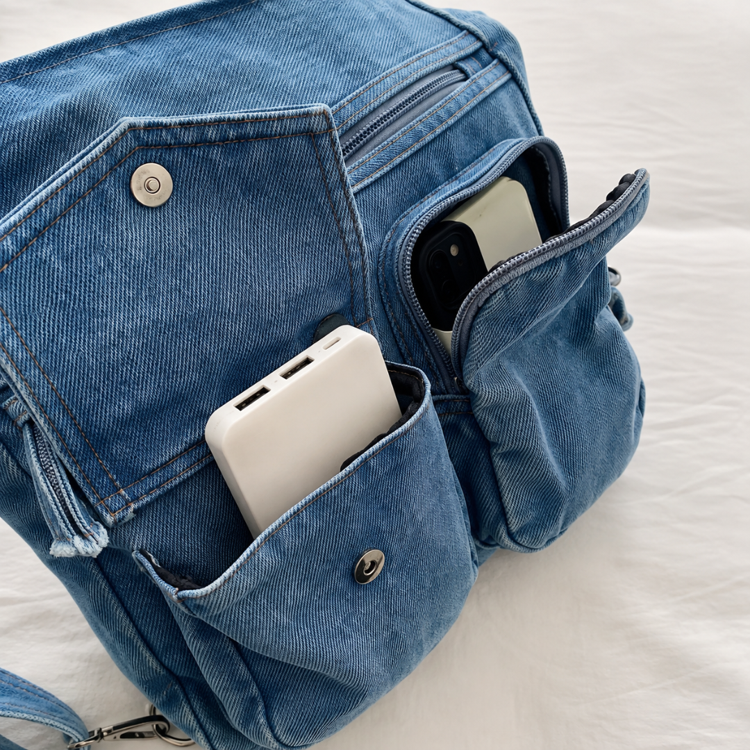 Bolso Mochila Classic Denim 🧸💙✨