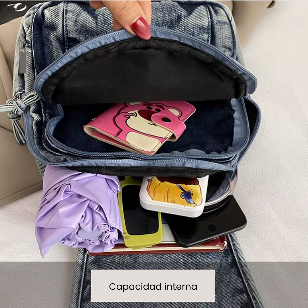 Mochila Denim Vintage A5 💜😸